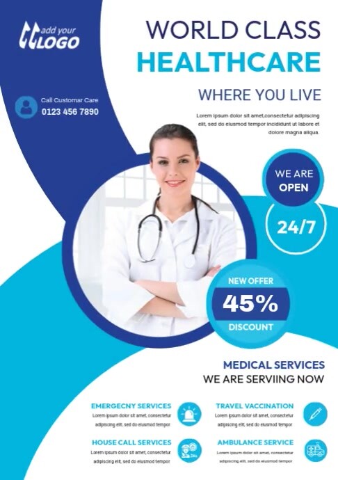 White Maximalist Health Care Flayer A4 template