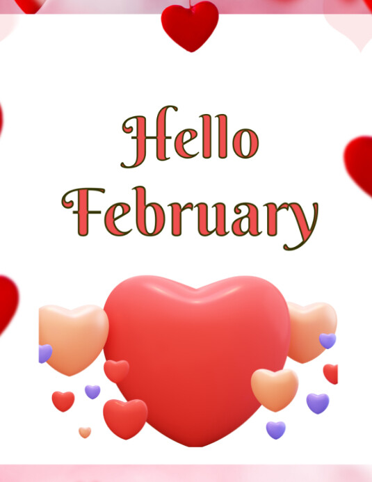 Copy of White Maximalist Hello February Flyer (us Letter) | PosterMyWall