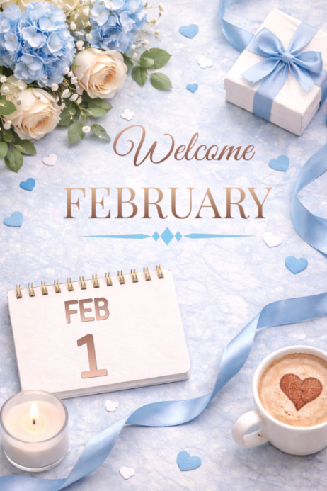 Modèle White Maximalist Hello February Welcome Flyer Poster | PosterMyWall