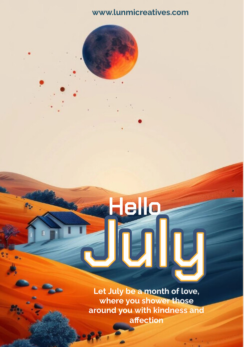 Copy of White Maximalist Hello July A4 | PosterMyWall