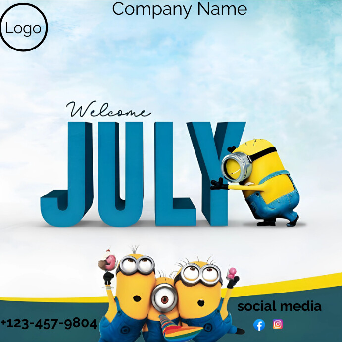 Copy of White Maximalist Hello July Square (1:1) | PosterMyWall