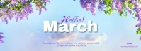 White Maximalist Hello March Facebook Cover Photo template