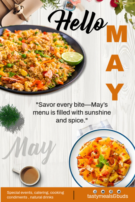 White Maximalist Hello May Poster Template | PosterMyWall