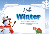 White Maximalist Hello Winter Postcard Ikhadi leposi template