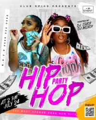 White Maximalist Hip Hop Music Party Hiphop Ladies Night Dj Club Event Flyer Poster Template Instagr Instagram Portrait