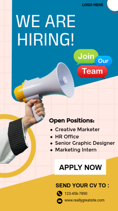 White Maximalist Hiring Digital Display (9:16) template