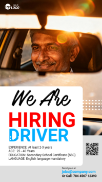 White Maximalist Hiring Driver Ad Template Instagram Story