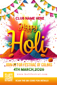 White Maximalist Holi Festival Banner 4' × 6' template