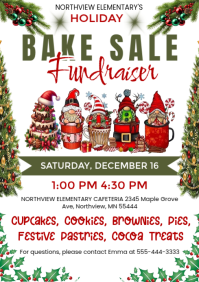 White Maximalist Holiday Bake Sale Fundraiser Event A4 template