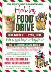 White Maximalist Holiday Food Drive A4 template