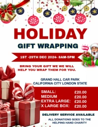 White Maximalist Holiday Gift Wrap Service Template Flyer (us Letter)