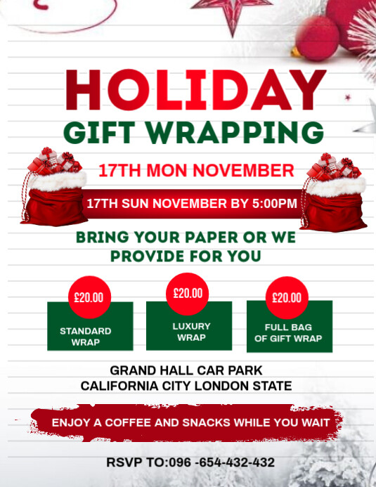 White Maximalist Holiday Gift Wrapping Template Design Flyer (us Letter ...