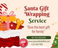 White Maximalist Holiday Gifts Wrapping Service Medium Rectangle template