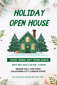 White Maximalist Holiday Open House Invitation Template Poster Affiche