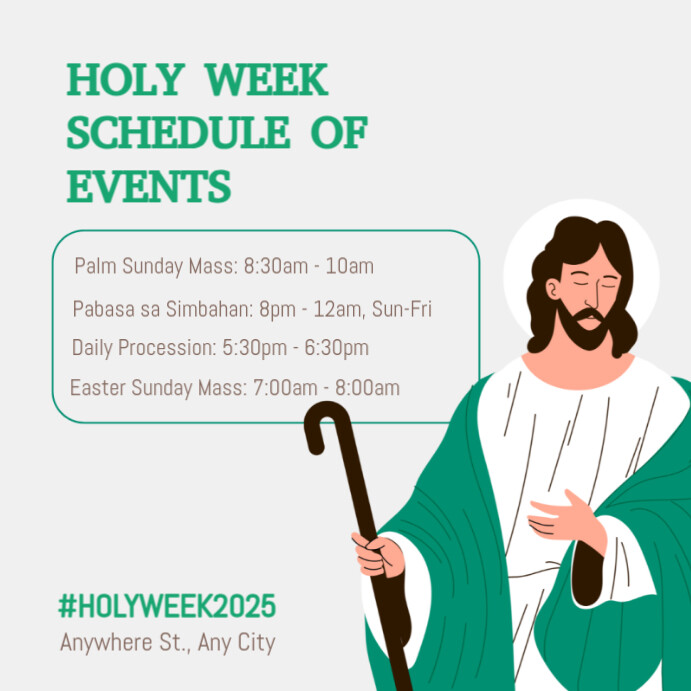 Plantilla de White Maximalist Holy Week Schedule Instagram Post ...