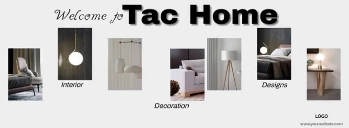 White Maximalist Home Interior Decoration Designs Collage Facebook Cover Photo template