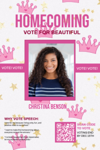 White Maximalist Homecoming Vote Template Design Poster