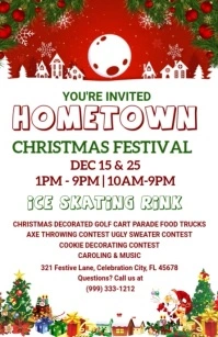 White Maximalist Hometown Christmas Festival Tabloid Tabloide template