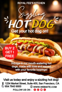 White Maximalist Hot Dog Ads  Poster template