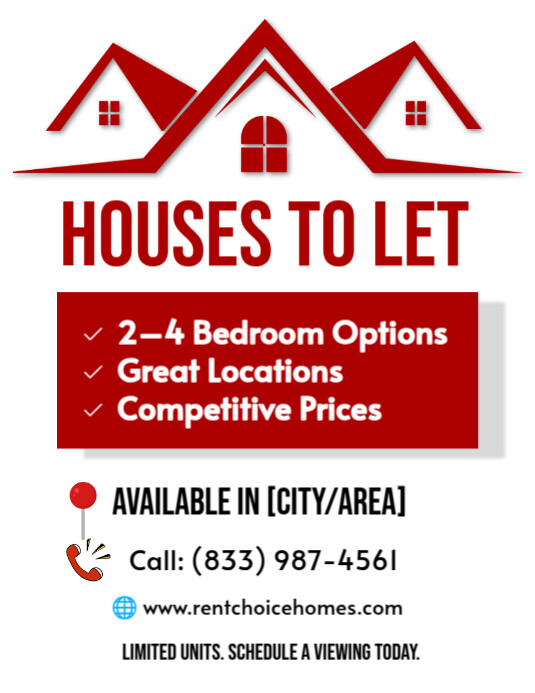 White Maximalist Houses To Let Flyer (us Letter) Template | PosterMyWall