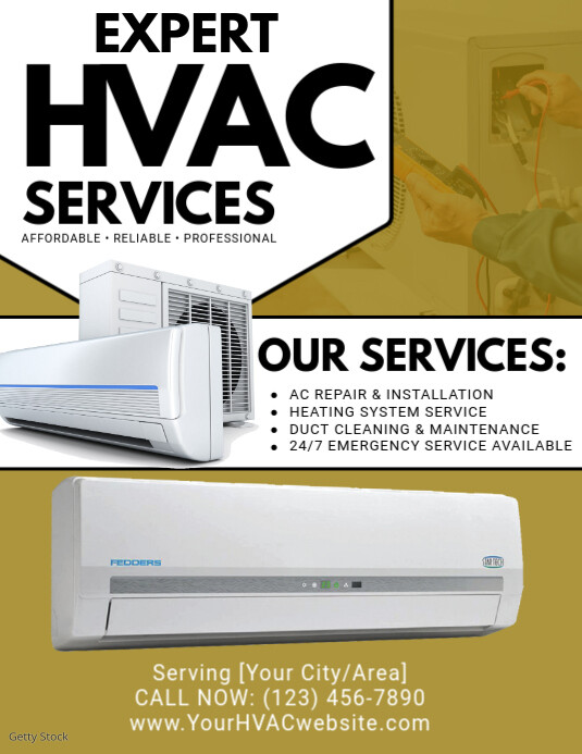 White Maximalist  Hvac Repair Flyer  Flyer (us Letter) Pamflet (VSA Brief) template