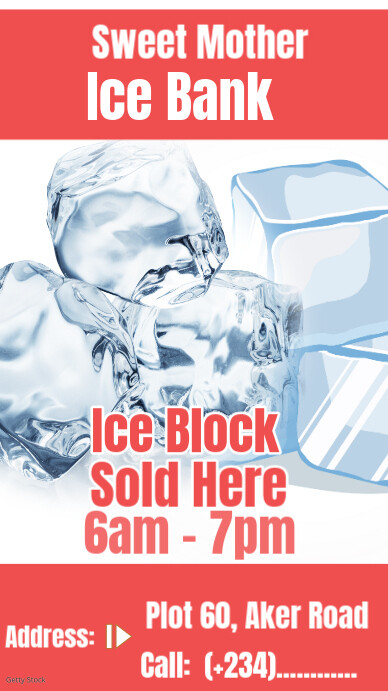 White Maximalist Ice Block Business Poster Facebook Story template