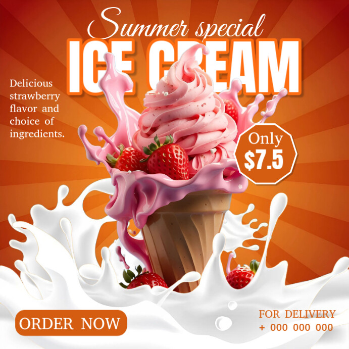 White Maximalist Ice Cream Flyer Templates  Instagram Post