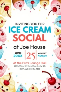 White Maximalist Ice Cream Social Template Pinterest Graphic