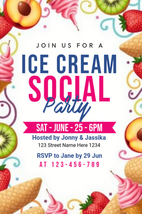 White Maximalist Ice Cream Social Template Pinterest Graphic