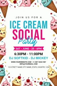 White Maximalist Ice Cream Social Template Pinterest Graphic