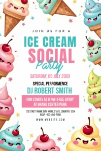 White Maximalist Ice Cream Social Template Pinterest Graphic