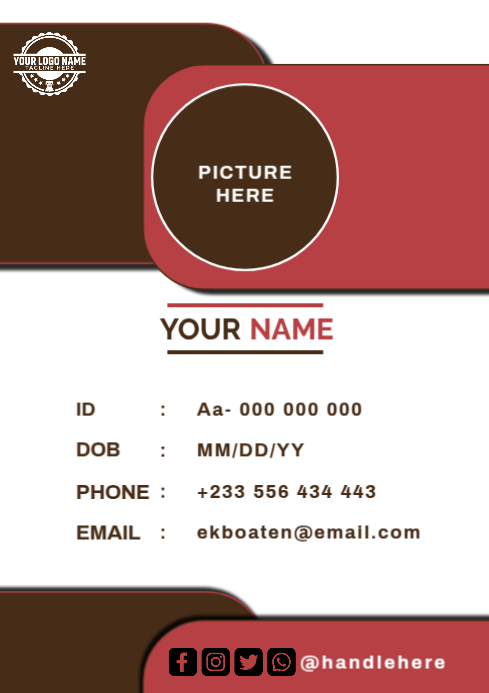 White Maximalist Id Card Card A4 template