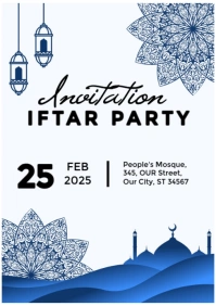 White Maximalist Iftar Party A5 template