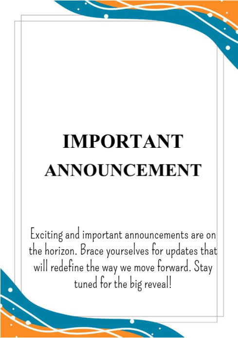 White Maximalist Important Announcement A4 Modelo | PosterMyWall