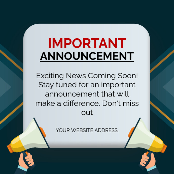 Plantilla de White Maximalist Important Announcement Notification ...