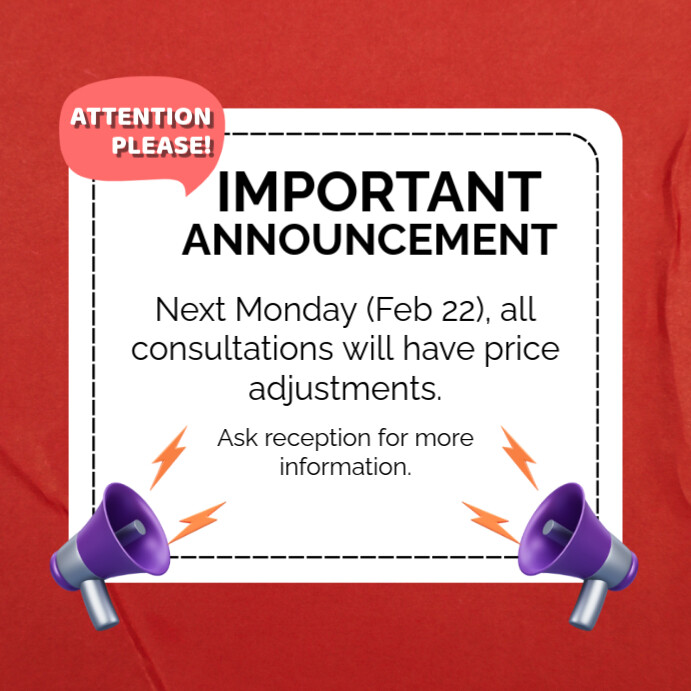 Plantilla de White Maximalist Important Announcement Notification ...