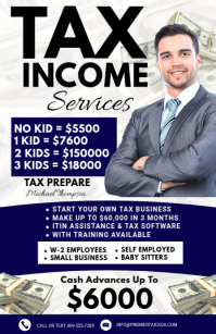 White Maximalist Income Tax Preparer Flyers Tabloid Tabloide template