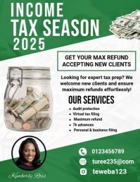 White Maximalist Income Tax Season Flyers Flyer (us Letter) template