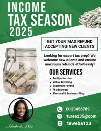 White Maximalist Income Tax Season Flyers Flyer (us Letter) template