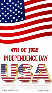 White Maximalist Independence Day 4th July Di Digital Display (9:16) template