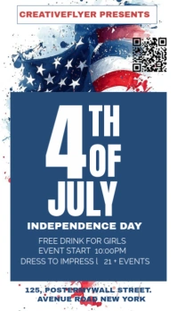 White Maximalist Independence Day Business Card นามบัตร template