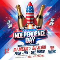White Maximalist Independence Day Celebration Square Video Vierkant (1:1) template
