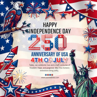 White Maximalist Independence Day Celebration Square Video 方形(1:1) template