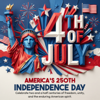 White Maximalist Independence Day Celebration Instagram Post template