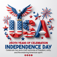 White Maximalist Independence Day Celebration Instagram Post Instagram-bericht template