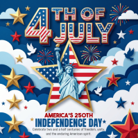 White Maximalist Independence Day Celebration Square Vierkant (1:1) template