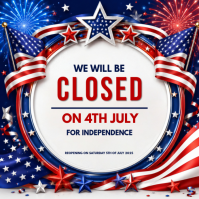White Maximalist Independence Day Closure Announcement Instagram Post template