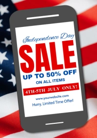 White Maximalist Independence Day Sale  A4 template