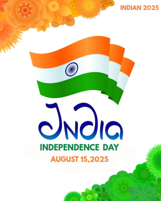 White Maximalist Indian Independence Day Caption  Instagram Portrait template