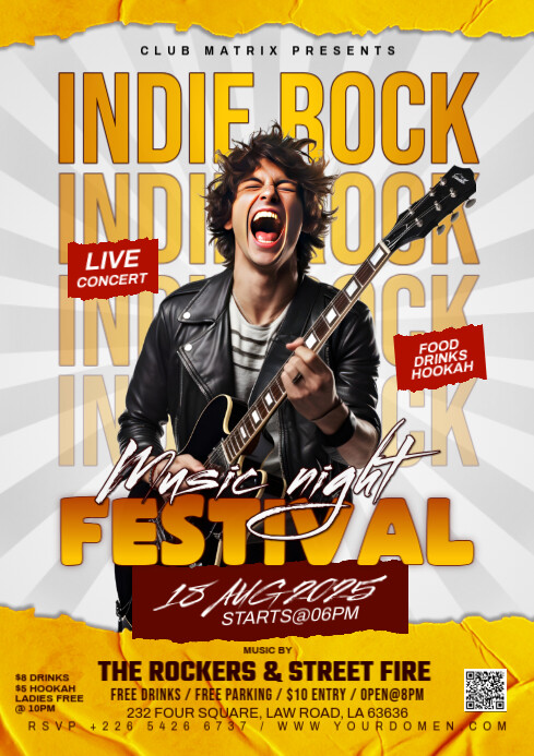 White Maximalist Indie Rock Festival  A4 template